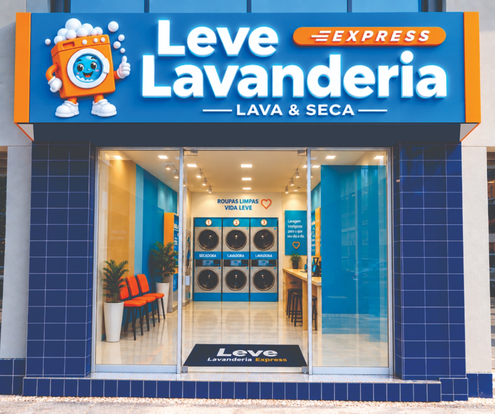 Fachada da Leve Lavanderia Express